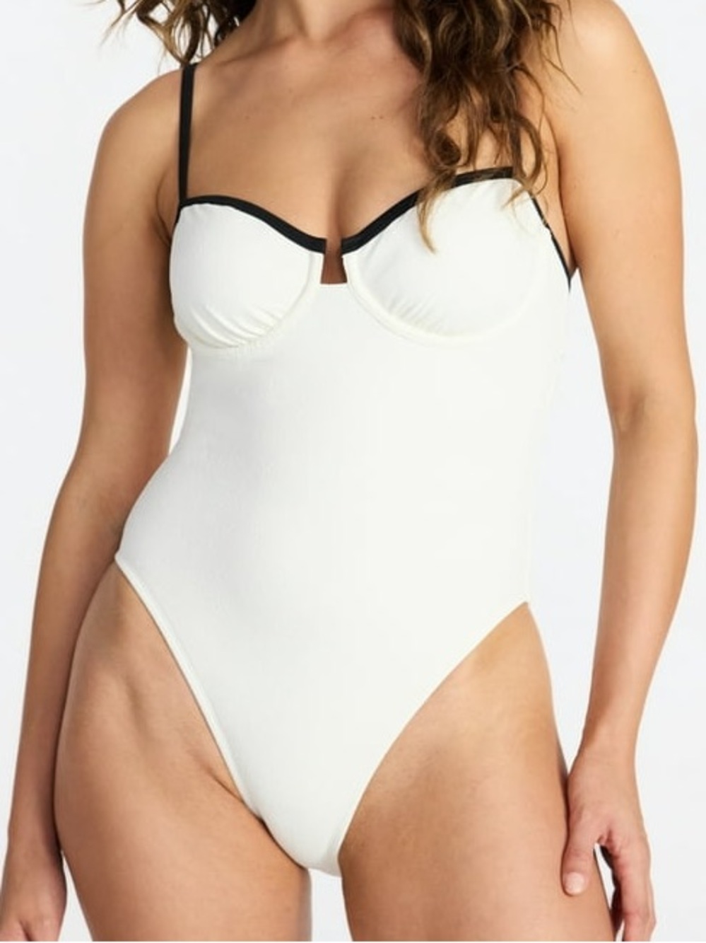 Time and Tru Women's Underwire One Piece Swimsuit in color white and black sz XL